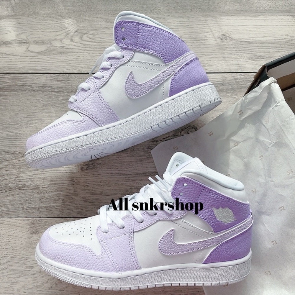 Nike air jordan 1 mid custom purple lilac hand painted